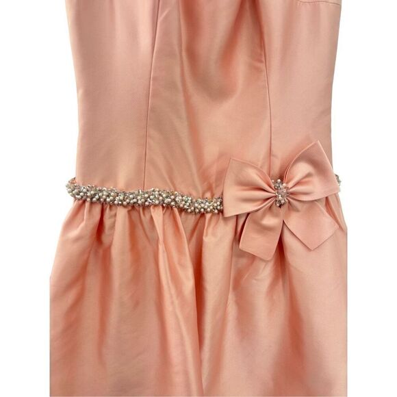 Ricky freeman Teri Jon 100% silk sleeveless peach dress size 2 - Picture 13 of 14